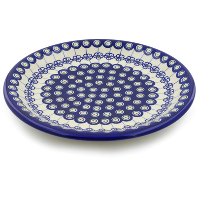Polish Pottery Plate 13&quot; Flowering Peacock