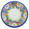 Polish Pottery Plate 13&quot; Maroon Blossoms UNIKAT