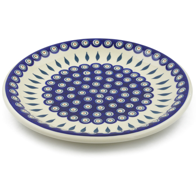 Polish Pottery Plate 13&quot; Peacock