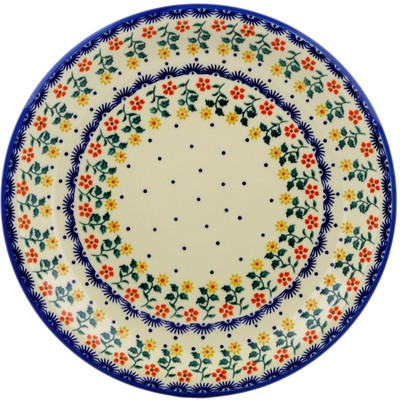 Polish Pottery Plate 13&quot; Red Sunflower