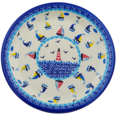 Polish Pottery Plate 13&quot; Sea Sights UNIKAT