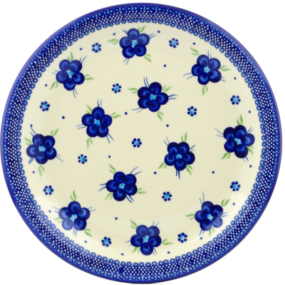 Polish Pottery Plate 14&quot; Bleu-belle Fleur
