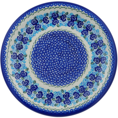 Polish Pottery Plate 14&quot; Blue Kiss Blooms