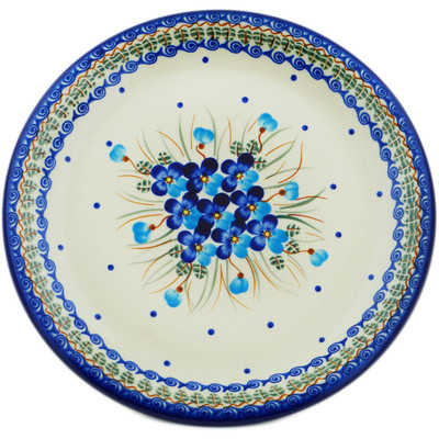 Polish Pottery Plate 14&quot; Blue Pansy