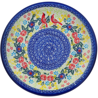Polish Pottery Plate 14&quot; Lovely Red Birds UNIKAT