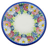 Polish Pottery Plate 14&quot; Maroon Blossoms