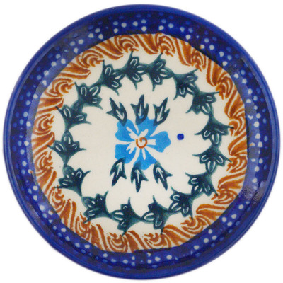 Polish Pottery Plate 4" Blue Cornflower