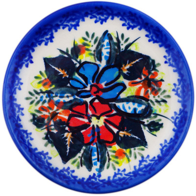 Polish Pottery Plate 4&quot; Bold Poppies UNIKAT