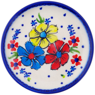 Polish Pottery Plate 4&quot; Country Three UNIKAT