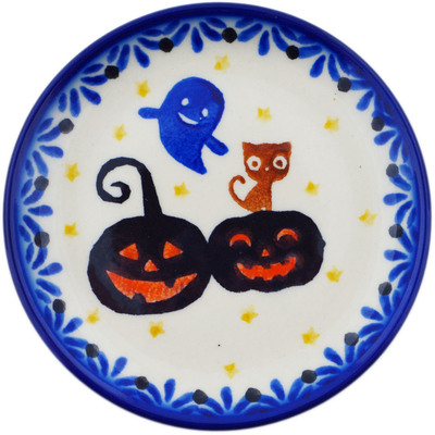 Polish Pottery Plate 4&quot; Jack-o-lantern Fun