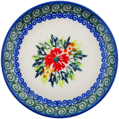 Polish Pottery Plate 4&quot; Ring Of Flowers UNIKAT