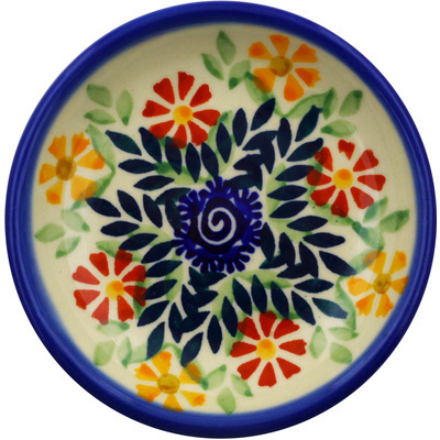 Polish Pottery Plate 4&quot; Wave Of Flowers