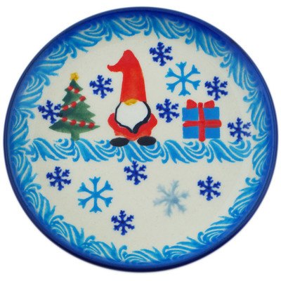 Polish Pottery Plate 4&quot; Winter Gnome