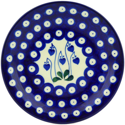 Polish Pottery Plate 6&quot; Bleeding Heart Peacock