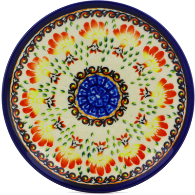 Polish Pottery Plate 6&quot; Blooming Red