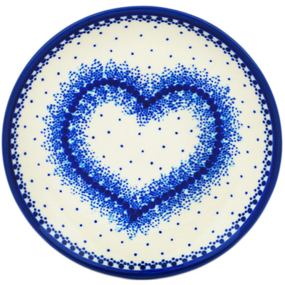 Polish Pottery Plate 6&quot; Blue Lace Heart