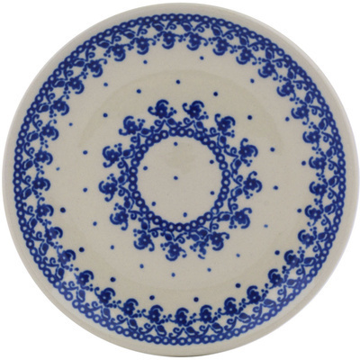Polish Pottery Plate 6&quot; Blue Lace Vines
