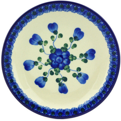 Polish Pottery Plate 6&quot; Blue Poppies
