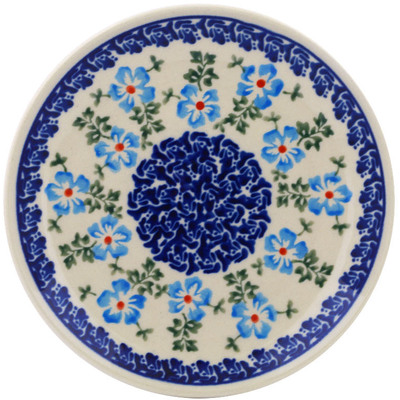 Polish Pottery Plate 6&quot; Blue Summer