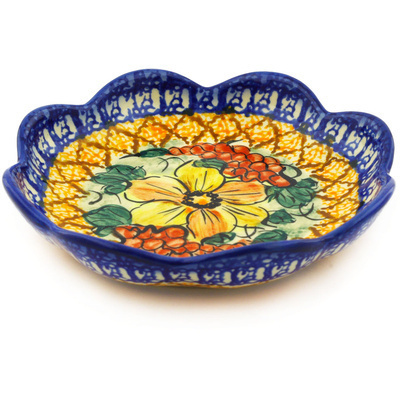 Polish Pottery Plate 6&quot; Colorful Bouquet UNIKAT