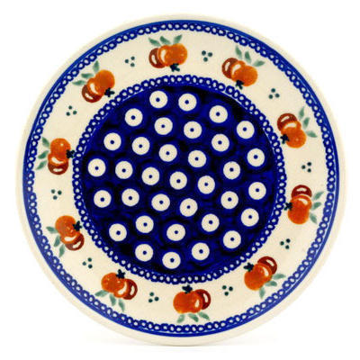 Polish Pottery Plate 6&quot; Country Apple Peacock