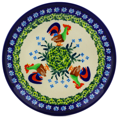 Polish Pottery Plate 6&quot; Country Rooster UNIKAT