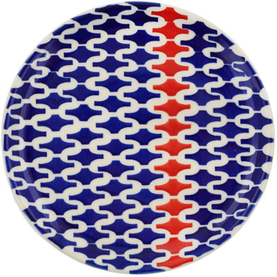 Polish Pottery Plate 6&quot; Geometric Red