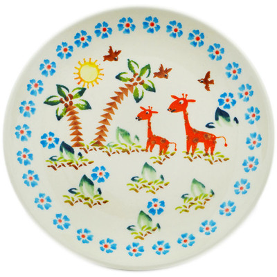 Polish Pottery Plate 6&quot; Giraffe Adventure