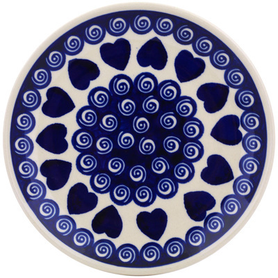 Polish Pottery Plate 6&quot; Heart Swirls
