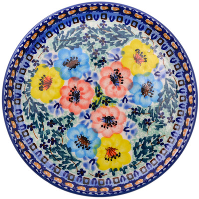 Polish Pottery Plate 6&quot; Pastel Blooms UNIKAT