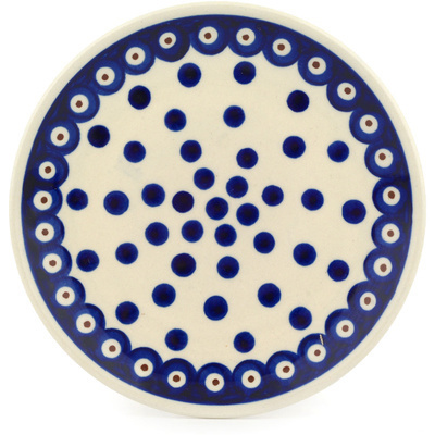 Polish Pottery Plate 6&quot; Peacock Dots
