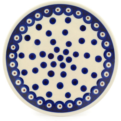 Polish Pottery Plate 6" Peacock Dots
