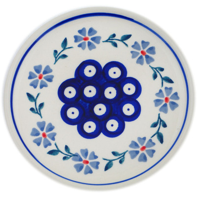 Polish Pottery Plate 6" Peacock Forget-me-not