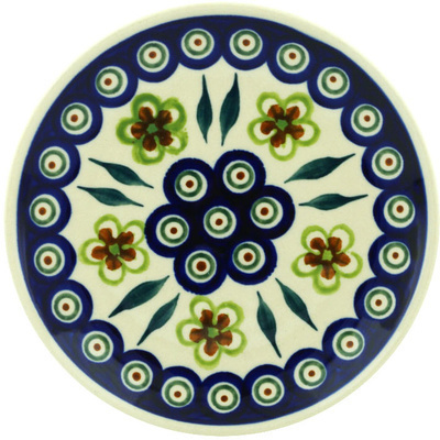 Polish Pottery Plate 6&quot; Peacock Garden