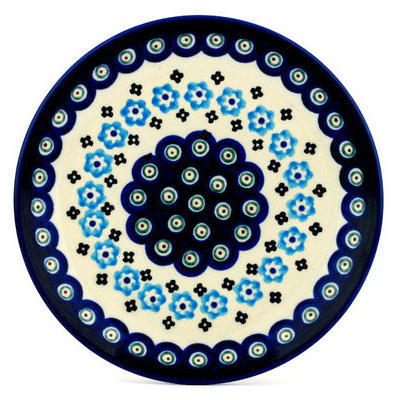 Polish Pottery Plate 6&quot; Peacock Poppy Chain
