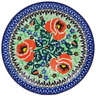 Polish Pottery Plate 6&quot; Playful Poppy UNIKAT