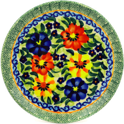 Polish Pottery Plate 6&quot; Primary Poppies UNIKAT