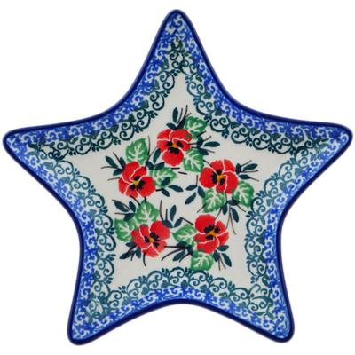 Polish Pottery Plate 6&quot; Red Pansy