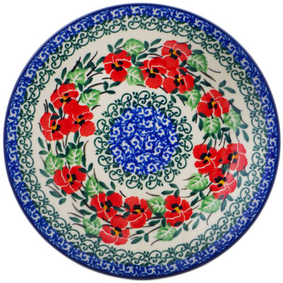 Polish Pottery Plate 6&quot; Red Pansy