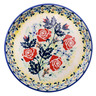 Polish Pottery Plate 6&quot; Rising Roses Yellow Morning UNIKAT