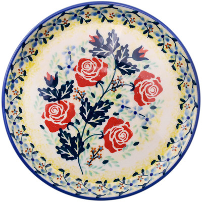 Polish Pottery Plate 6&quot; Rising Roses Yellow Morning UNIKAT