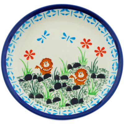 Polish Pottery Plate 6&quot; Savannah Tiger Trails