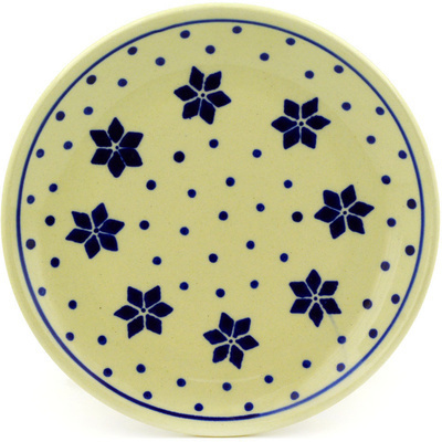 Polish Pottery Plate 6&quot; Snowflake Polka Dot