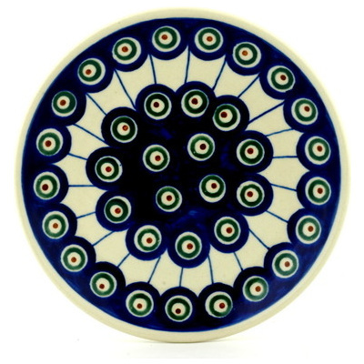Polish Pottery Plate 6&quot; Traditional Peacock