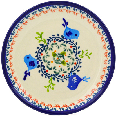 Polish Pottery Plate 6&quot; Vine Birds UNIKAT