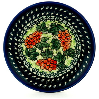 Polish Pottery Plate 6&quot; Vineyard Grapes UNIKAT