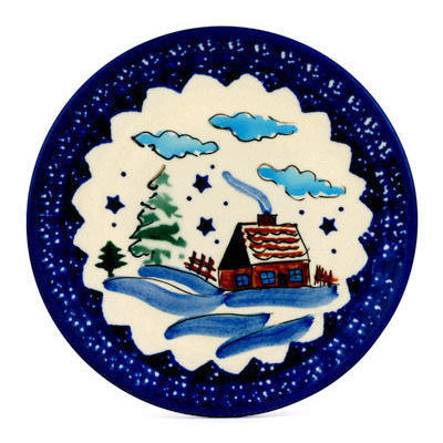 Polish Pottery Plate 6&quot; Winter Chalet