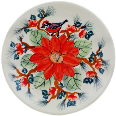 Polish Pottery Plate 7&quot; Beak And Bloom UNIKAT