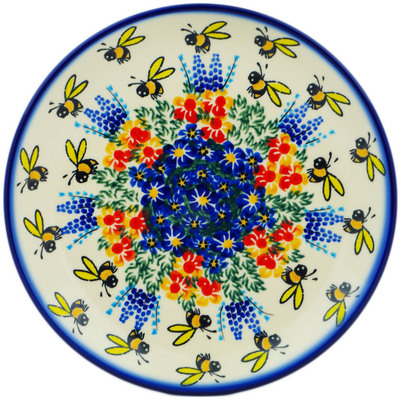 Polish Pottery Plate 7&quot; Bee Fun UNIKAT