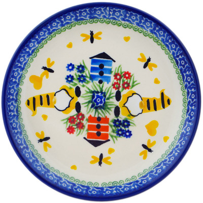 Polish Pottery Plate 7&quot; Beekeeper Gnome UNIKAT
